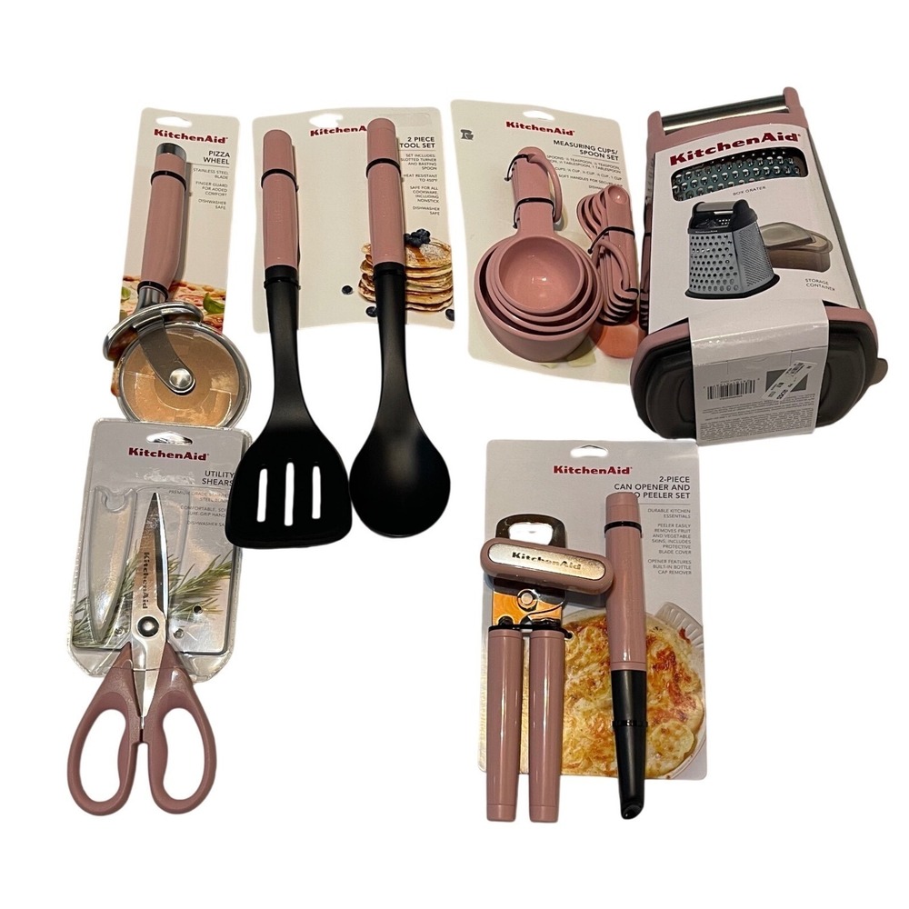 KitchenAid Kitchen Tool/Gadget 12 piece Set Rose Pink Grater Peeler Shears New